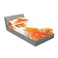 thumbnail image 2 of Flower Fitted Sheet & Pillow Sham Set, Sun Flora Reflection on the Water in a Rainy Day Leaves in a Water River Photo, Decorative Printed 4 Piece Bedding Decor Set, Twinxl, Orange, by Ambesonne, 2 of 3