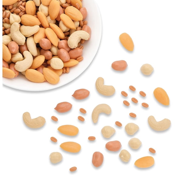 522 piezas de 5 estilos de nueces artificiales realistas para decoración, trigo falso, avellanas, anacardos, almendras, simulación decorativa