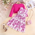 thumbnail image 6 of CUZIBR Kids Seasonal Dress Girls With Solid Color Jacket Floral Pattern Sleeveless Long Sleeve Dress Outfit Sets Fall Clothes Sets,Hot Pink,7-8 Years, 6 of 9
