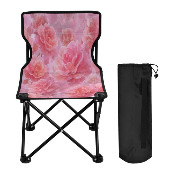 Folding Chair Camping Chair For Camping Picnicking Outdoor Beach and Travel Pale Pink Roses Pattern