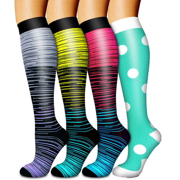 4 Pairs Copper Compression Socks for Women & Men Circulation 15-20 mmhg - Better Blood Flow, Swelling, Best Support for Medical, Running, Nursing