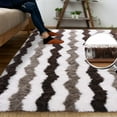 thumbnail image 4 of Lochas Soft Shaggy Rugs Plush Area Rugs for Living Room Bedroom Fluffy Carpets Home Decor,5x8ft,Stripe Brown, 4 of 7
