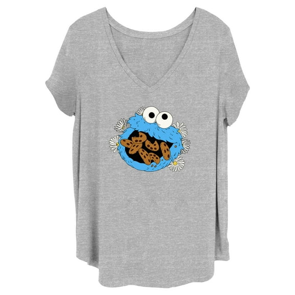 Women's Sesame Street Cookie Monster and Daisies Graphic T-Shirt