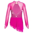 thumbnail image 2 of iiniim Girls Sparkly Figure Ice Skating Dress Mesh Long Sleeve Irregular Hem Ballet Lyrical Ballroom Dancewear Hot Pink 16, 2 of 6