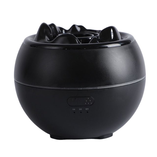 Difusor de aroma de llama USB Humidificador volcánico enchufable ultrasónico Negro JShteea