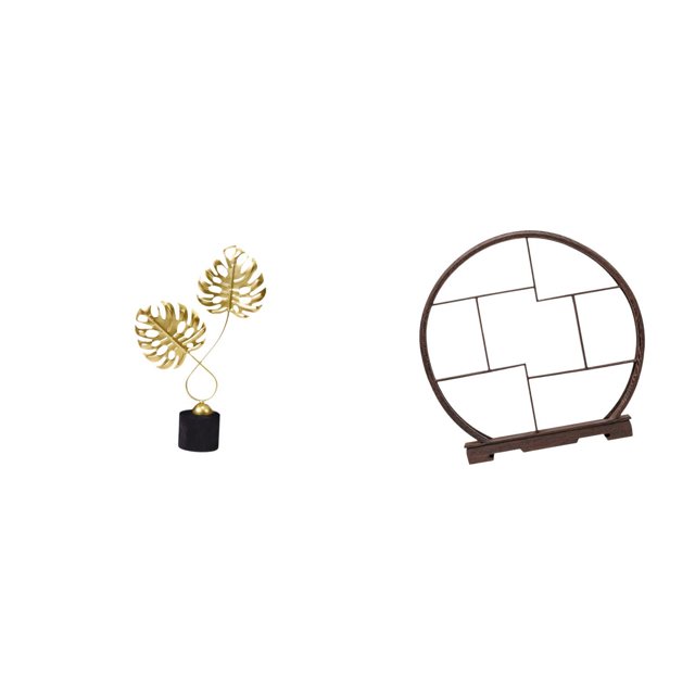 Figura Decorativa De Hoja De Hierro, Ideal Para Escritorio, Armario, Chimenea O Como Regalo De Inauguración. Incluye Soporte De Madera, Organizador Y Estante Antiguo Para Decoración Del Hogar.