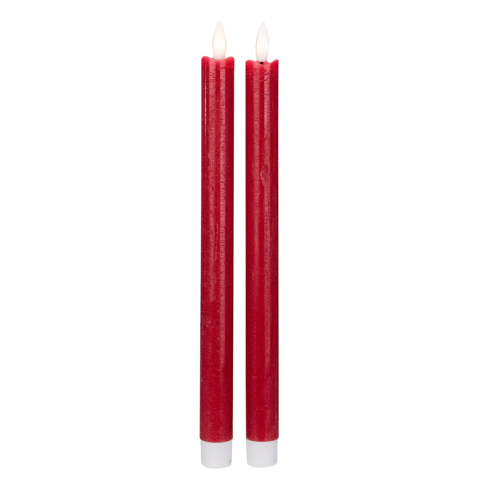Set 2 Red Flameless Taper Christmas Candles 11"
