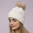 thumbnail image 2 of ZQUUVOU Knit Skull Ski Cap for Women Slouchy Winter Beanie Hat with Faux Fur Pom Pearl Beads Fall Hat Warm Thick Beanie White, 2 of 5