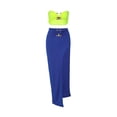 thumbnail image 3 of Txlixc Conjunto de Falda para Mujer, Top de Tubo Sin Mangas con Falda con Abertura en la Cintura Alta Traje de Color de Contraste de Verano Txlixc Moda, 3 of 9