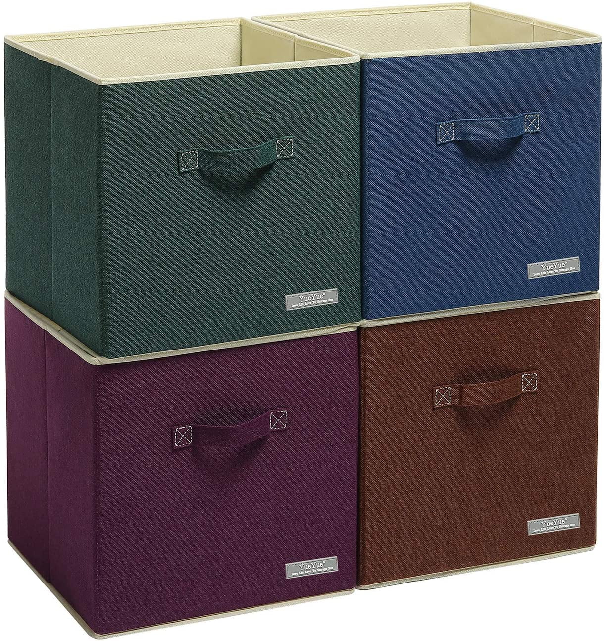 Fabric Foldable Closet Organizer Bins Storage Cube - 4 Pack 13 X 13 X ...