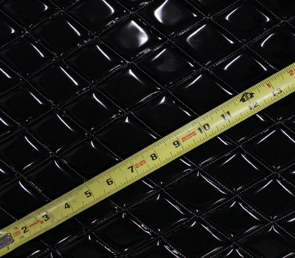 Quilted Vinyl Padded Upholstery Fabric w 3/8" Foam Backing Glossy Grain 2"x3" Diamond /52" Wide/Continuous Yard/ Auto Marine RV Boat Seat Cover DIY Craft Material, Seat Cover Material (BLACK)