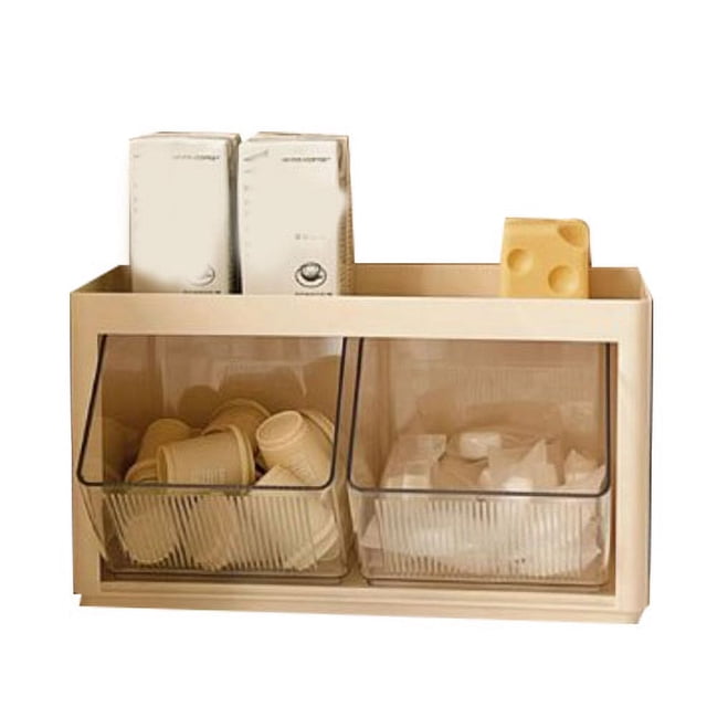 Caja de almacenamiento para bolsas de té para colgar en la pared, estante multifuncional para cápsulas de café para oficina, despensa, aperitivos, color amarillo