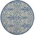 thumbnail image 2 of Nourison Garden Party Indoor/Outdoor Transitional Damask Ivory/Blue 5'3" x round Area Rug, (5' Round), 2 of 9