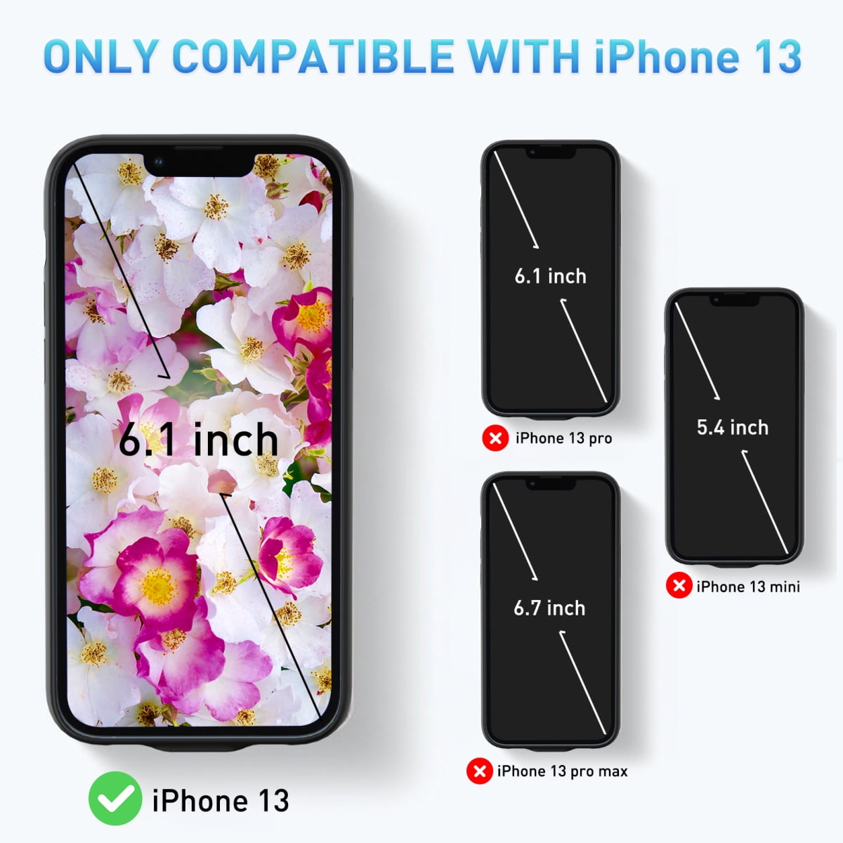Owyfho Battery Charger Case Charging Cell Phone Case for Apple iPhone 13, Black