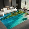 Area Rug Rectangle Carpet, Landscape Beach Palm Trees Machine Washable
