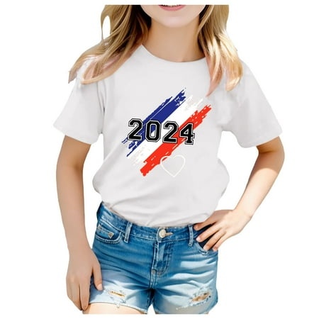 

Kids Clothes Girls Summer White Toddler Boys Girls Prints Short Sleeve Prints T Shirt Tops Clothes Casual Summer T Shirts Tops 110