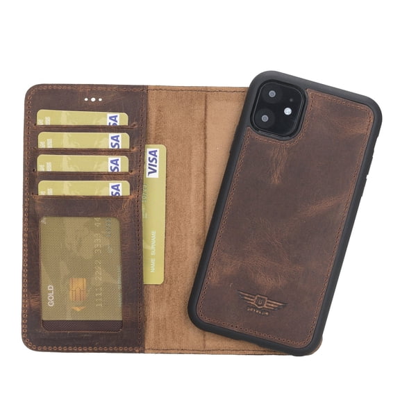 iPhone 11 6.1 Full Grain Leather Detachable Magnetic Wallet Case