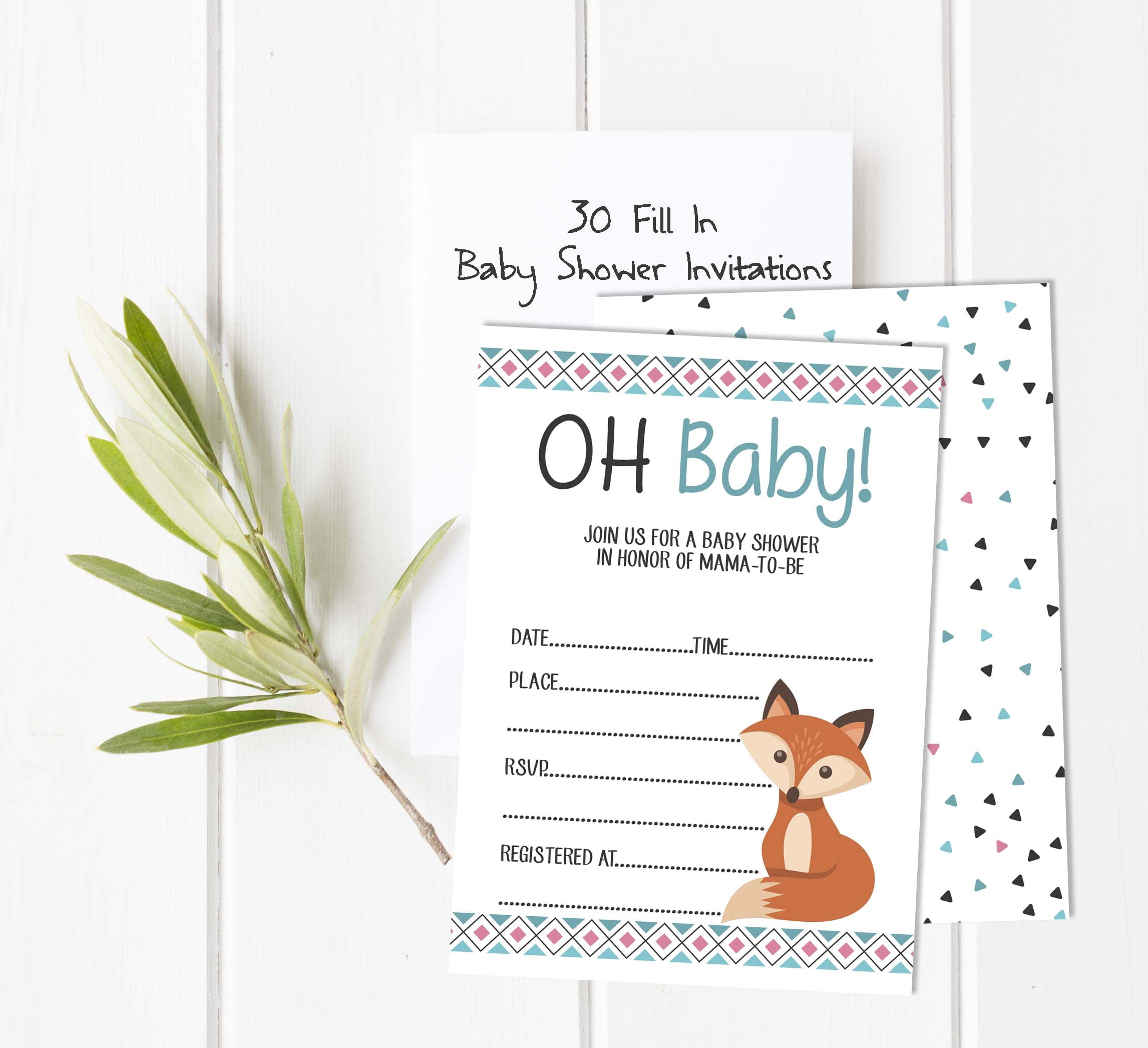 Inkdotpot 30 Jungle Animals Baby Shower Invitation Cards Fill In Blank Invites