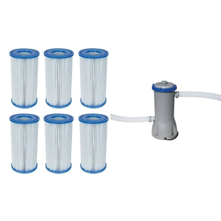 Bestway Pool Filter Pump Cartridge Type-III (6 Pack) + Pool Filter Pump (Best Way To Clean My System)