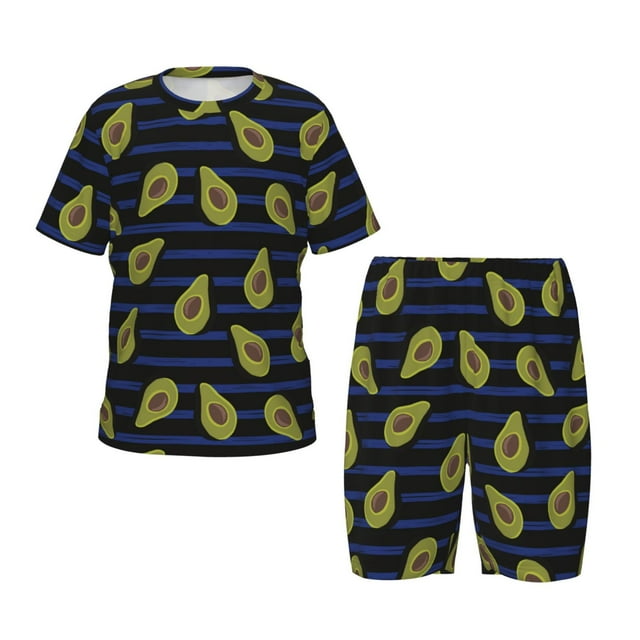 Fotbe Avocado Pijama Estampada de 2 Piezas para Niños – Ropa de Dormir de Manga Corta Cómoda para Niños y Niñas, Camiseta y Shorts de Algodón-Large