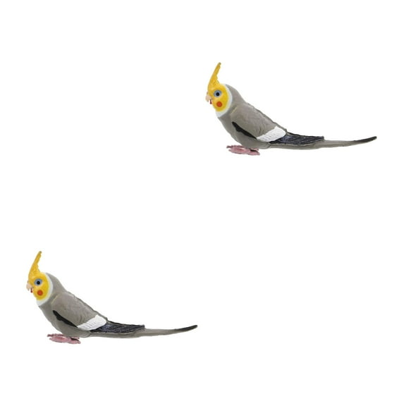 2pcs Realistic Cockatiel Parrot Model For Home Decor Artificial Bird Figurine Parrot Sculpture Ornament For Outdoor Decoration Simulation Bird Parrot Toy