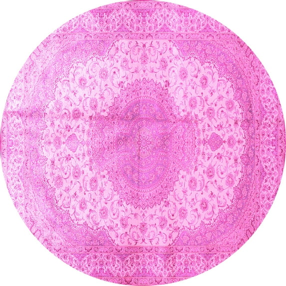 Ahgly Company Indoor Round Medallion Pink Traditional Area Rugs, 3' Round
