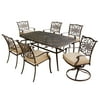 Hanover Traditions 7-Piece Outdoor Dining Set of Four Dining Chairs, Two Swivel Chairs and a 38 x 72 in. Table