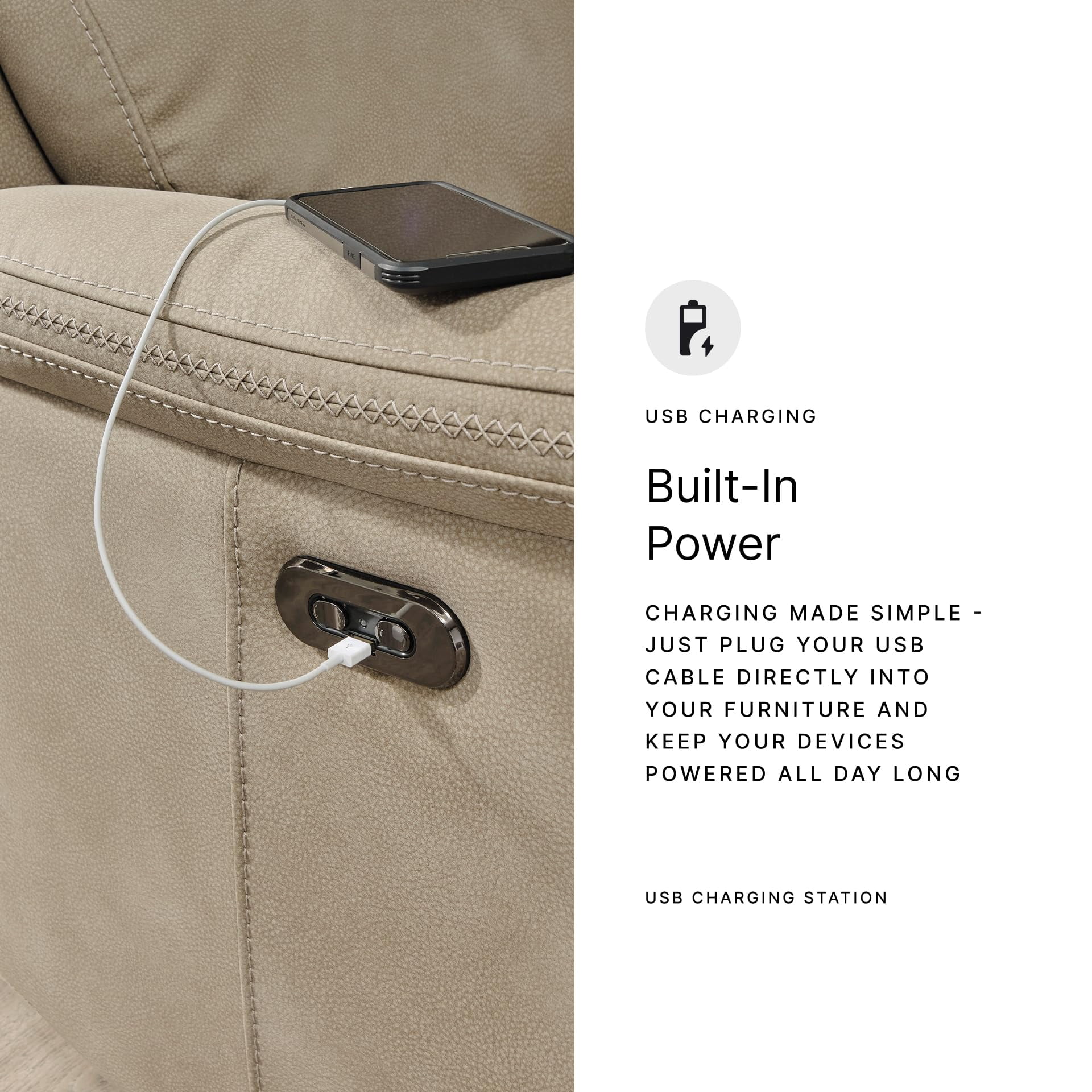 Signature Design by Ashley Next-Gen DuraPella Sand Power Reclining Sofa