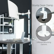 White Single Monitor Desk Mount Extra Tall Adjustable Stand for up to 32 Screen