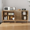 thumbnail image 3 of Smart FENDEE Kitchen Buffet Cabinet with Adjustable Shelf, Wood Coffee Bar Cabinet,Set of 2,Natural, 3 of 7