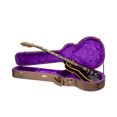 Crossrock Designer Series- Wooden Case for Les Paul Electric Guitar- Security Lock, Metal Feet, Storage Space- Chocolate Brown
