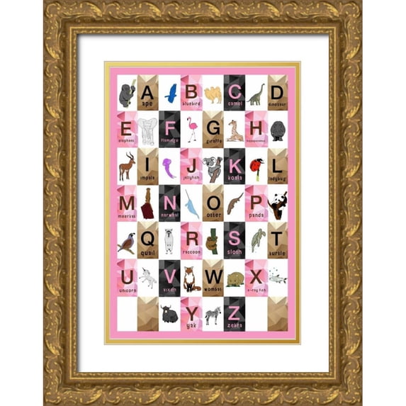 Perrenoud, Aubree 14x18 Gold Ornate Wood Framed with Double Matting Museum Art Print Titled - Alphabet - Girls