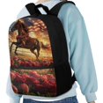 thumbnail image 4 of Uourmeti Durable Fabric 17 Inch Daypack for Travel School, Spacious Compartment Soft Backpack, Horse American Flag Roses, 4 of 6