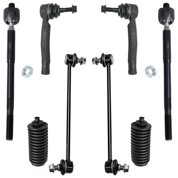 Detroit Axle - Front 8pc Suspension Kit for 04-09 Toyota Prius, 4 Tie Rod Ends 2 Sway Bars 2 Boots 2004 2005 2006 2007 2008 2009 Replacement