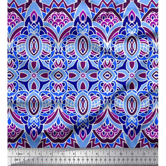 Soimoi Rayon Fabric Moroccan Damask Decorative Fabric Prints by Yard 56 Inch Wide
