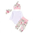 thumbnail image 4 of Esho Newborn Baby Girls Clothes, Toddler Girl Floral Romper Bodysuits+Long Pants+Hat/Headband Set, 3/4 Pieces, 0-24M, 4 of 7