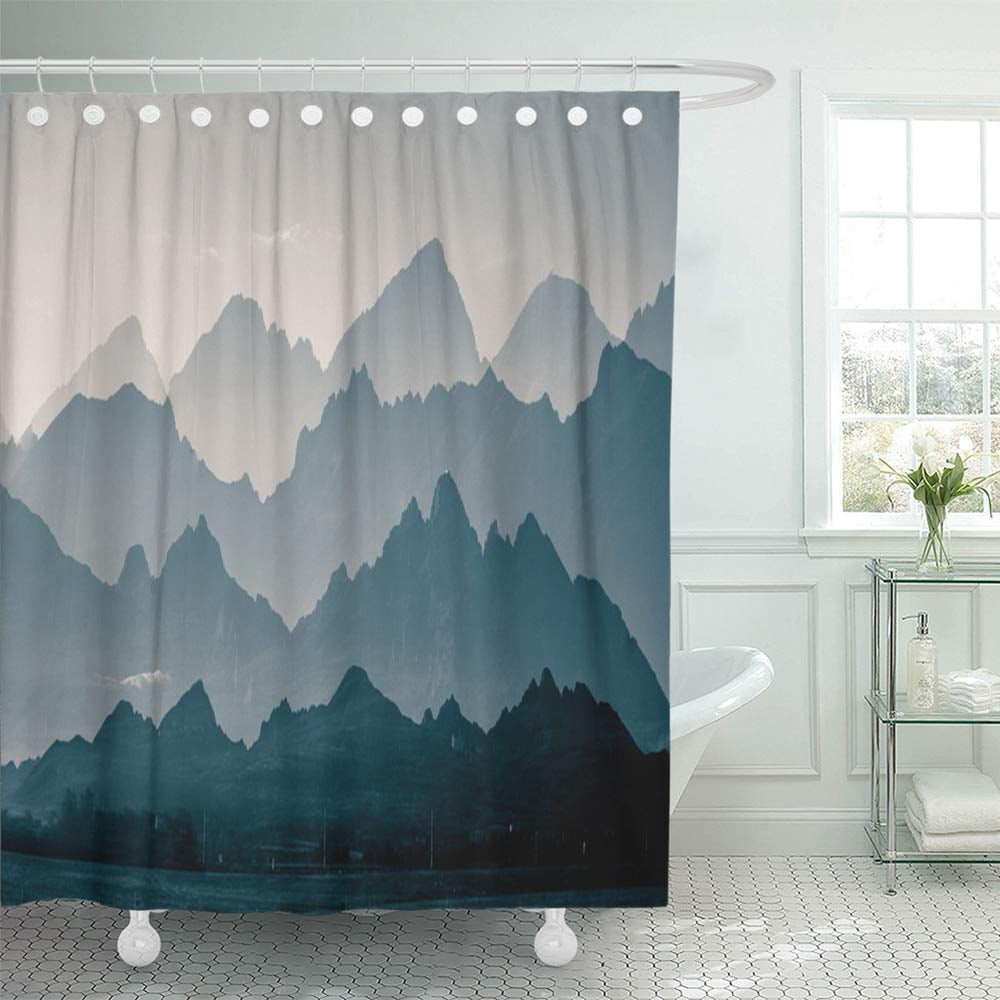 Nature Shower Curtain Ocean Morning Mountain Print for Bathroom 70 Inches Long 8681776777437 