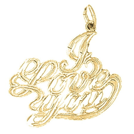 18K Yellow Gold I Love You Pendant - 25 mm