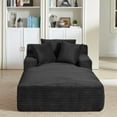 thumbnail image 5 of Aukfa 79" Oversized Chaise Lounge Indoor, Corduroy Sleeper Sofa Bed, Upholstered Couch, No Assembly Required for Living Room, Bedroom, Black, 5 of 7
