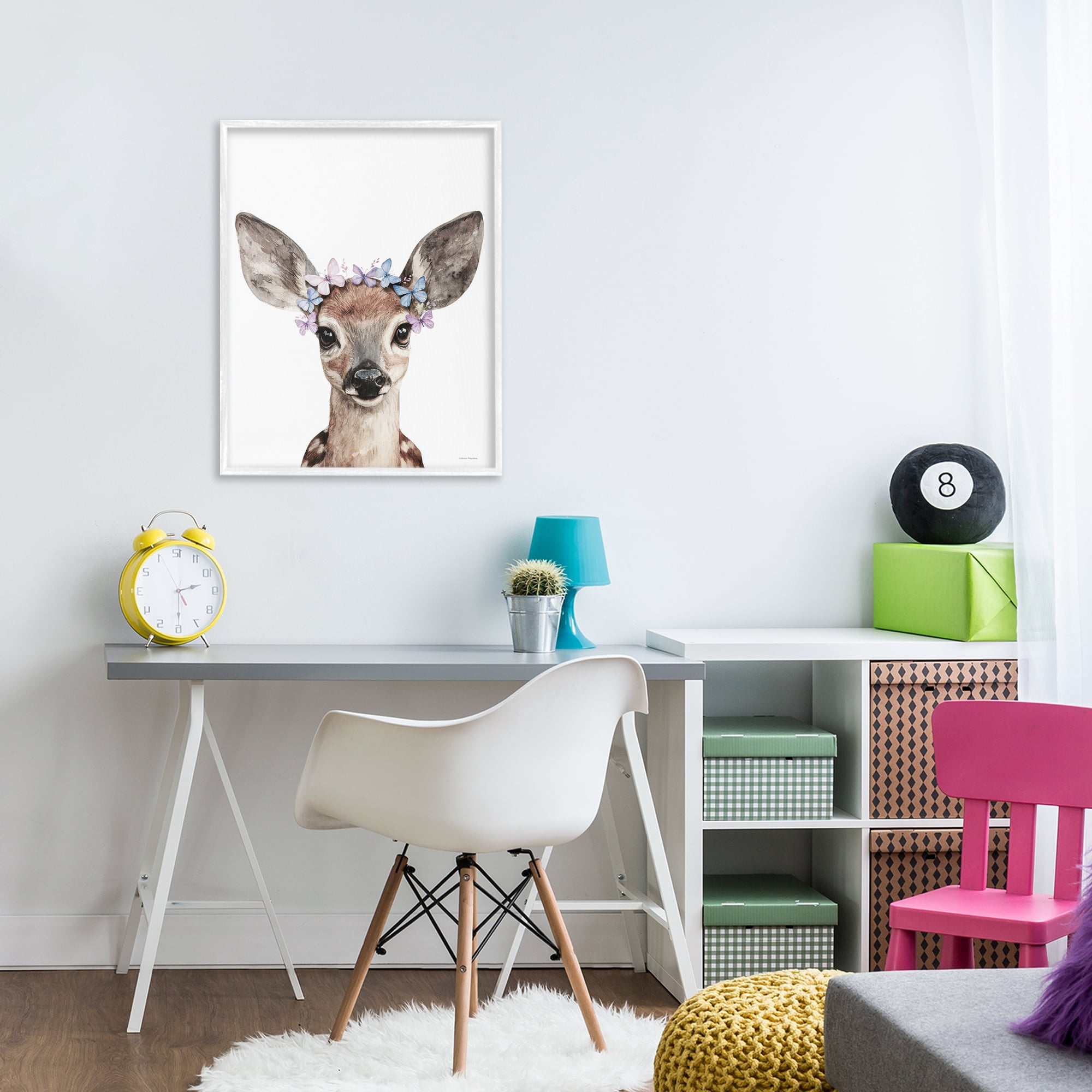 Stupell Industries Fawn & Butterfly Wings White Framed Giclee Art, design by Svetlana Aleynikova