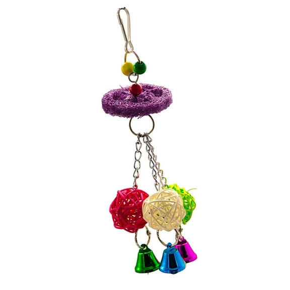 Bird Chewing Toy - Attract Pet's Attention - Multicolored Rattan Ball Parrot Chewing Toy, Medium