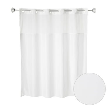 Whitmor No Hook Plainweave Shower Curtain with Window & Snap-in Liner, 71" x 77"