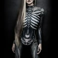 thumbnail image 5 of Tisuna Womens Halloween Onesie Skeleton 3D Printing Romper Long Sleeve Stand Collar Jumpsuit Stretchy Ladies Theme Party Stage Performance Tight Bodysuit Size L, 5 of 9