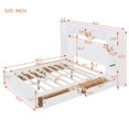 thumbnail image 3 of Queen Size Platform Bed with 4 Storage Drawers and Sockets, Wooden Bed Frame with All-in-One Cabinet and Shelf, Versatility Storage Bed for Bedroom, No Box Spring Needed, White, 3 of 8