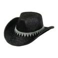 thumbnail image 3 of yuksok Western Cowboy Hat Retro Cowgirl Hat for Role Playing Festival Black, 3 of 9