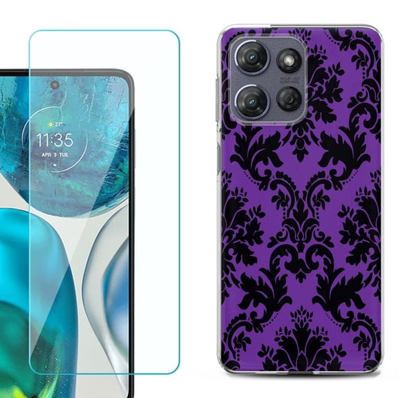 ShockProof Phone Case for Motorola Moto G Power 5G 2026, with Screen Protector, by OneToughShield - Victorian Purple/Black