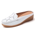 thumbnail image 4 of Womens Wedge Mules Slip On Loafers Comfortable Memory Foam PU Faux Leather White Non-Slip Casual Shoes,Size 6.5, 4 of 7