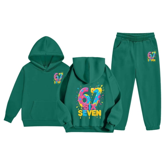 Kids 67 Six Seven Shirt and Pants Set - Long Sleeve Sweatshirt Jogger Outfit for Boys Girls