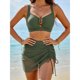 thumbnail image 2 of Traje de Baño Bikini Set de 2 Piezas con Bralette Acolchada Push-Up, Parte Inferior de la Cintura Alta Y Falda Transparente, Tela Estirable Seca para Vacaciones en la Piscina de la Playa, 2 of 9