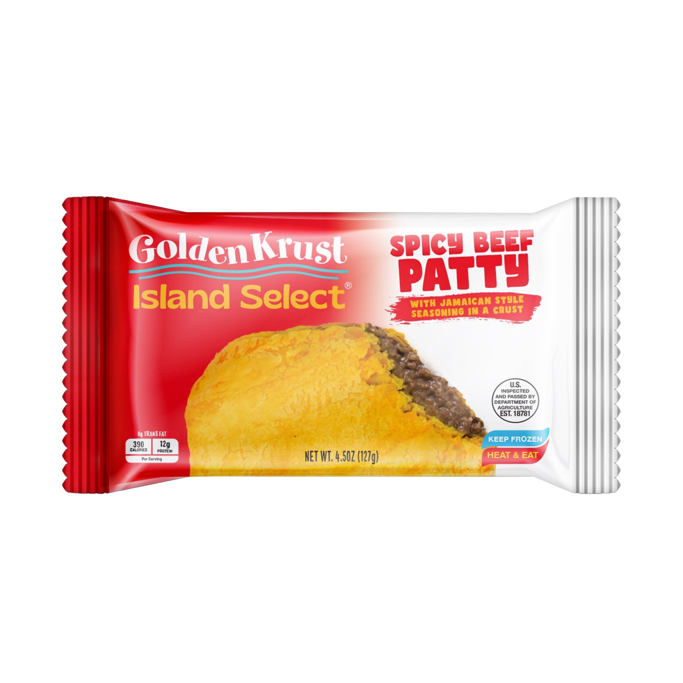 Golden Krust Island Select Spicy Beef Patties with Jamaican Style Seasonings, 2 Ct, 9 oz (Frozen)